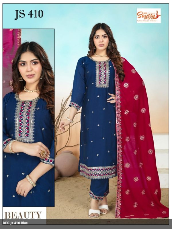 Blue Vichitra Kurta Set