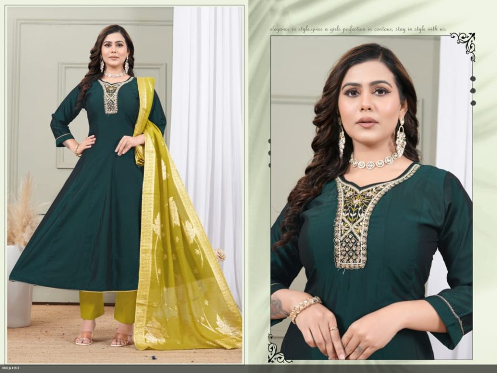 Dark Teal Green Roman Kurta Set