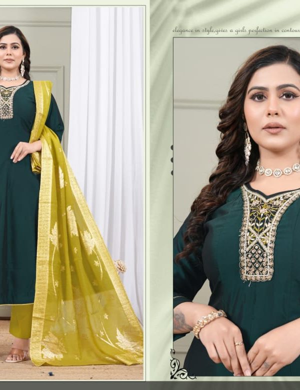 Dark Teal Green Roman Kurta Set