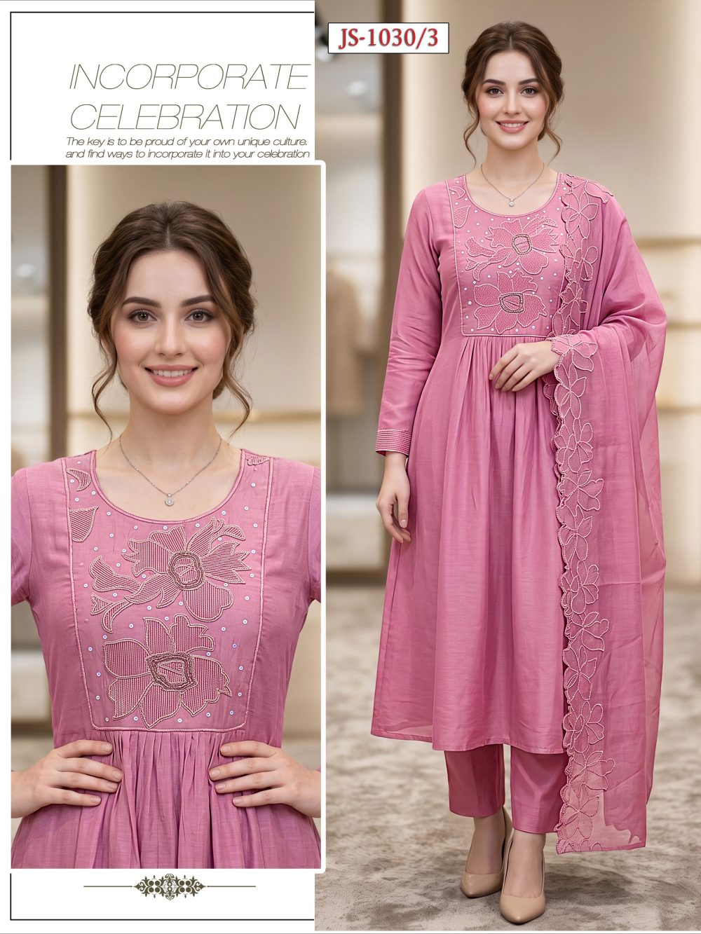 Light Pink Mul Chanderi Kurta Set