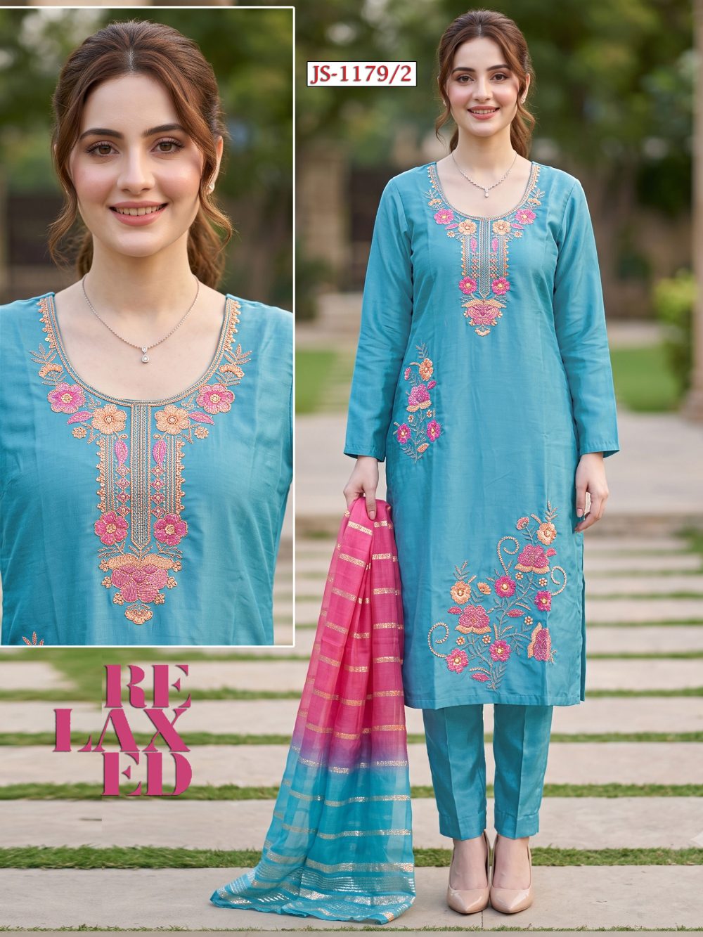 Sky Blue Roman Kurta Set