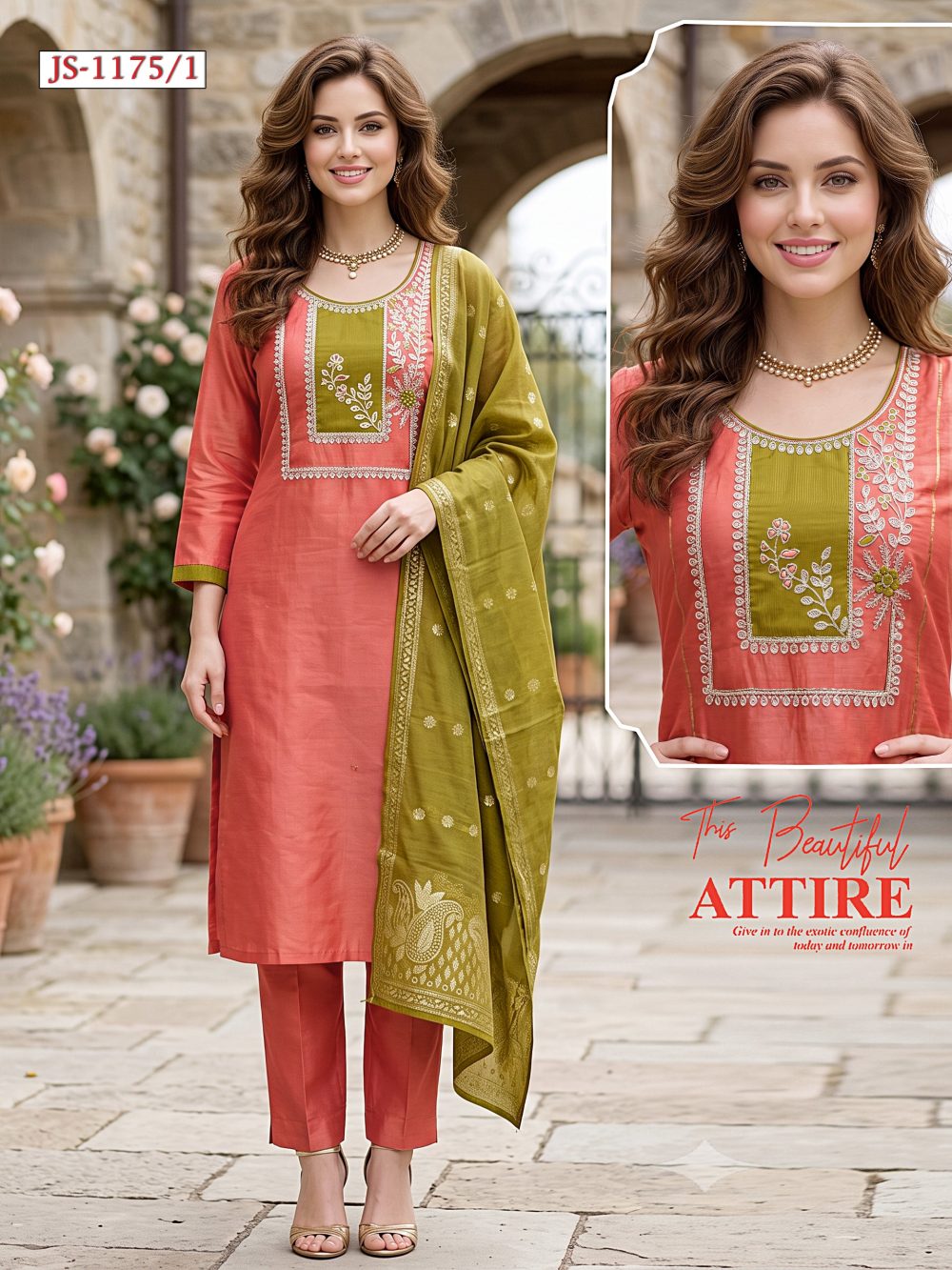 Salmon Pink Shimmer Kurta Set
