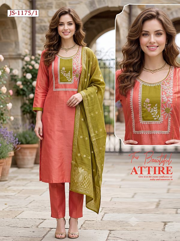 Salmon Pink Shimmer Kurta Set