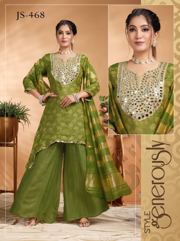 Green Mul Chanderi Palazzo Set