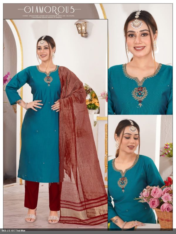 Teal Blue Roman Kurta Set
