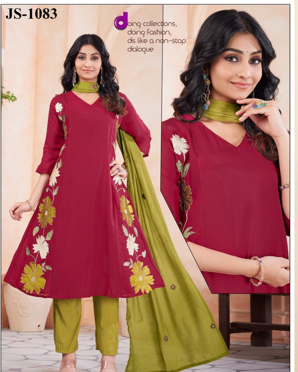 Red Mul Cotton Kurta Set