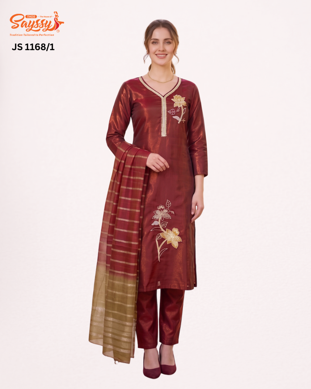 Rust Shimmer Kurta Set