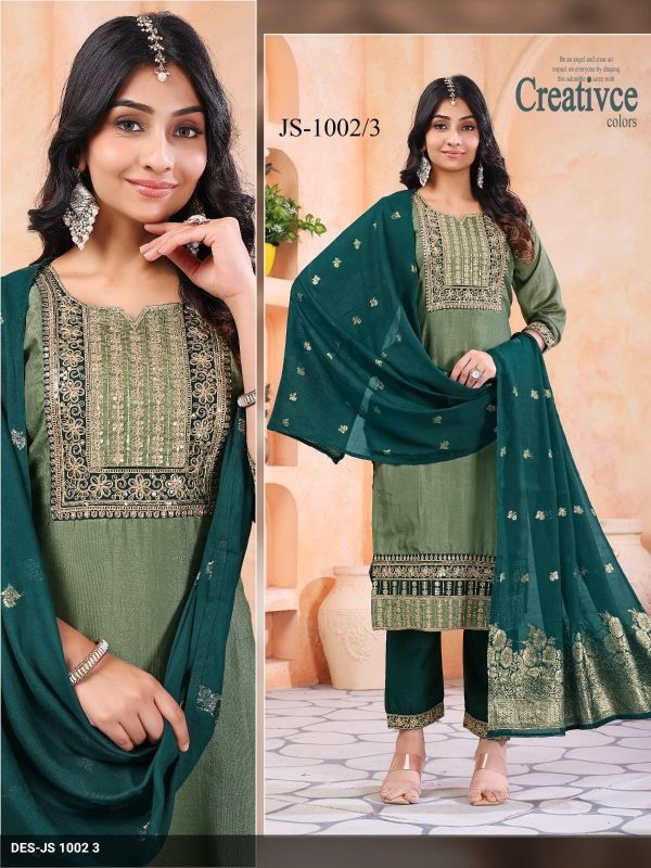 Pista Green Vichitra Kurta Set