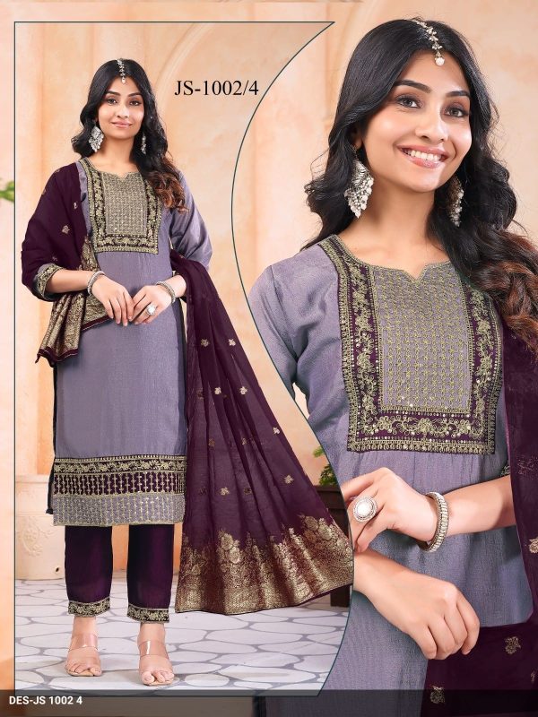 Lavender Vichitra Kurta Set