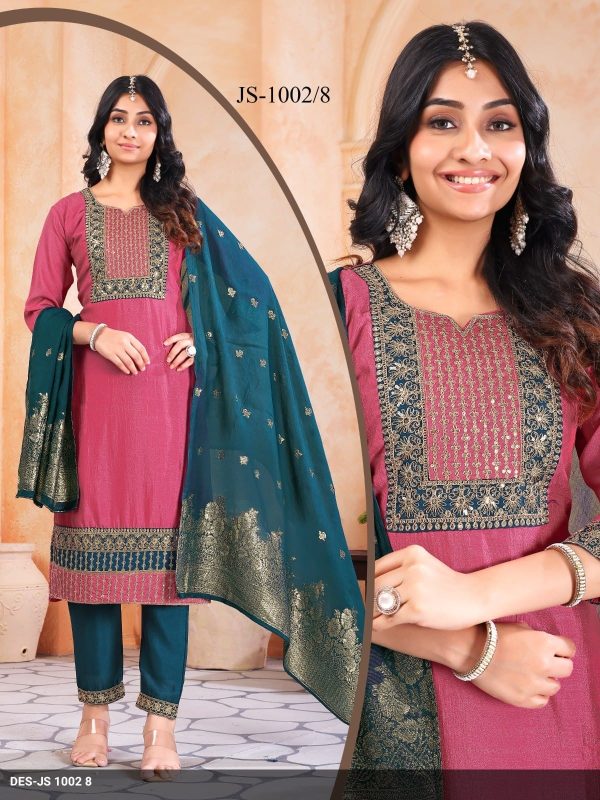 Light Pink Vichitra Kurta Set