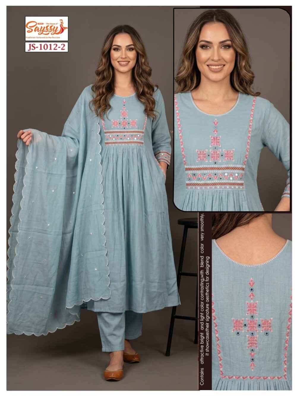 Light Blue Mul Chanderi Kurta Set