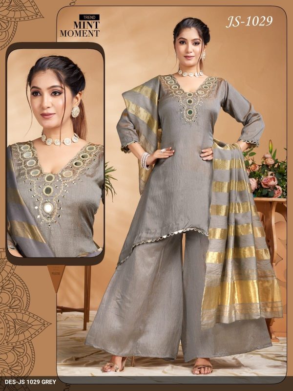 Grey Vichitra Palazzo Set