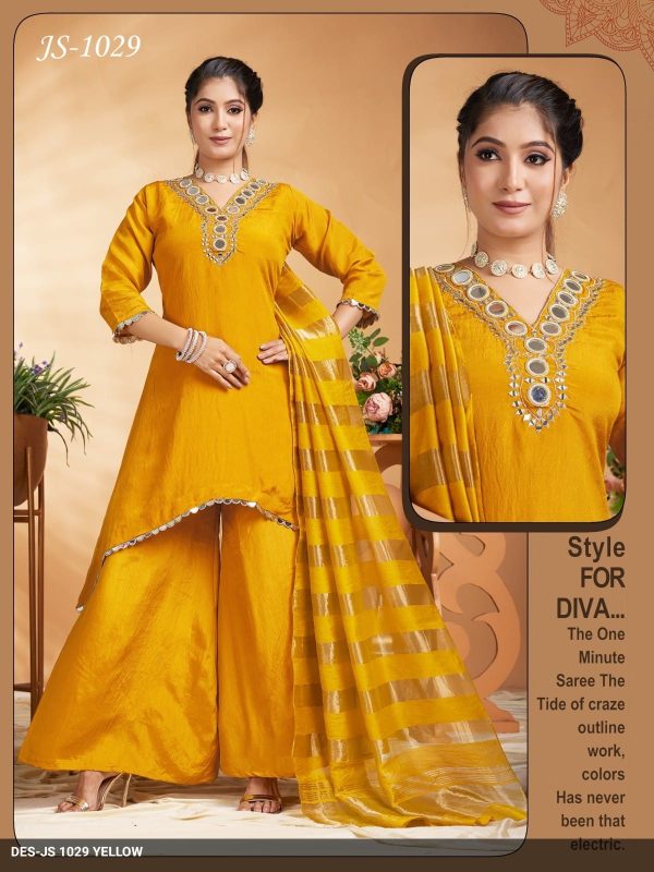 Yellow Vichitra Palazzo Set