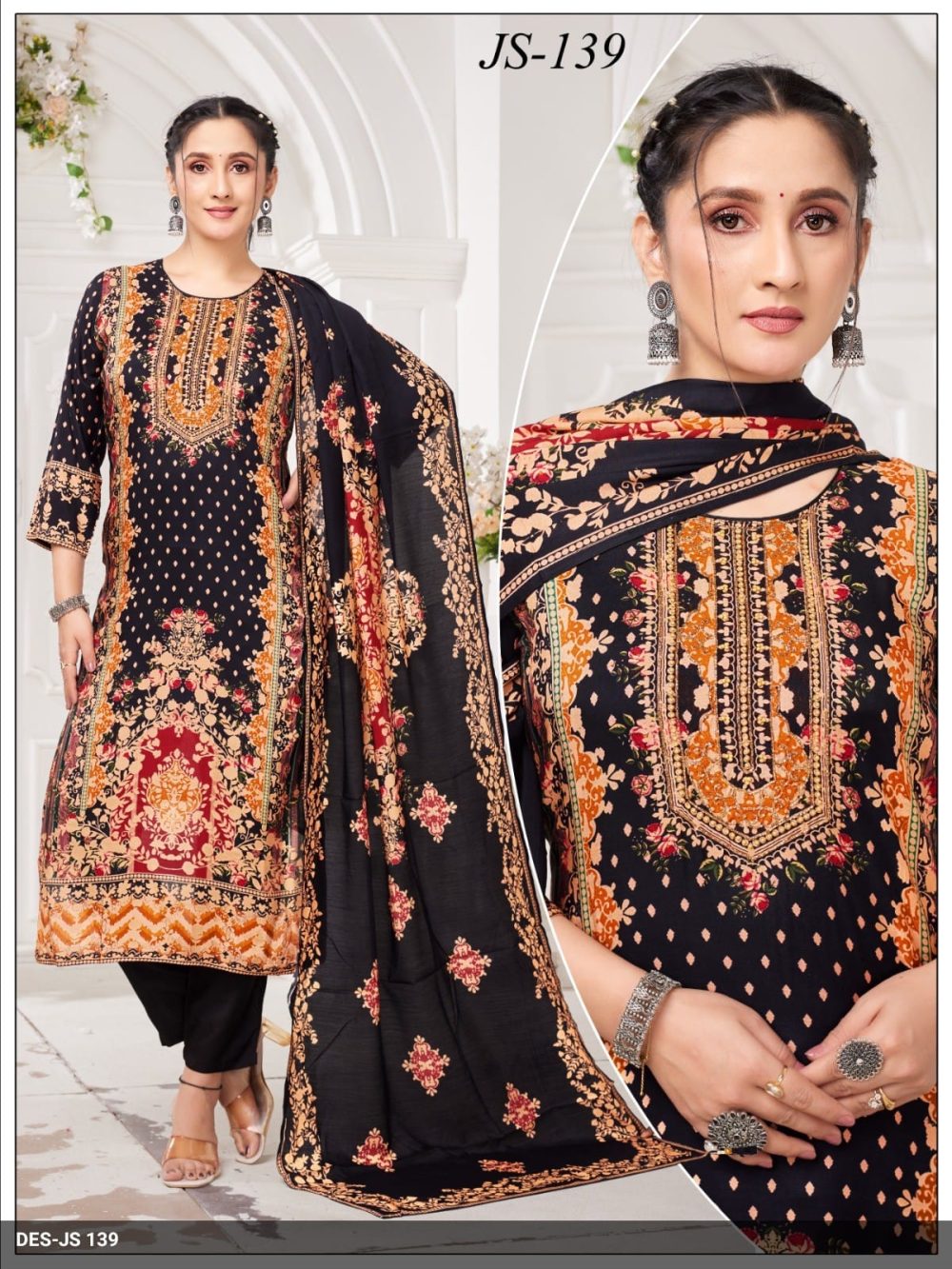 Black Pure Muslin Kurta Set