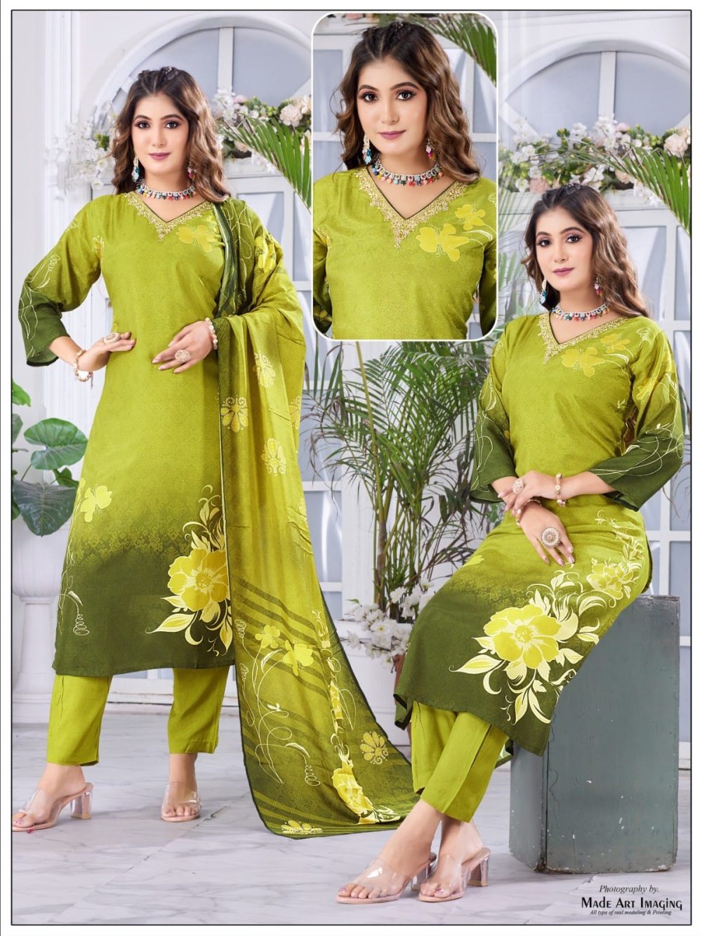 Green Pure Muslin Kurta Set