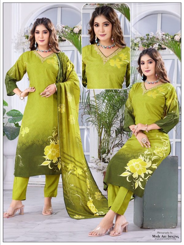 Green Pure Muslin Kurta Set