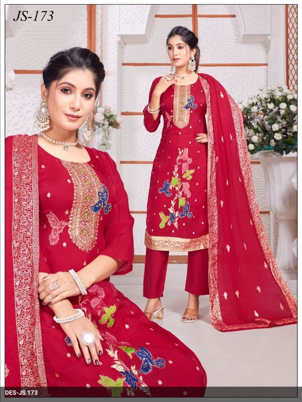 Red Organza with Cotton Kurta Set
