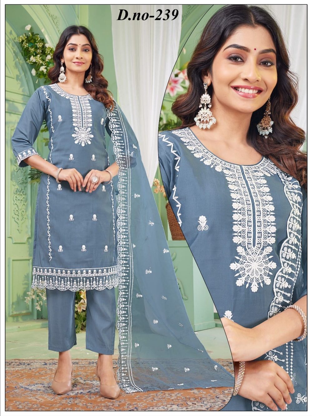 Slaty Grey Roman Kurta Set