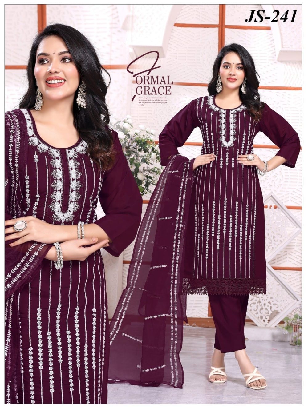 Dark Purple Roman Kurta Set