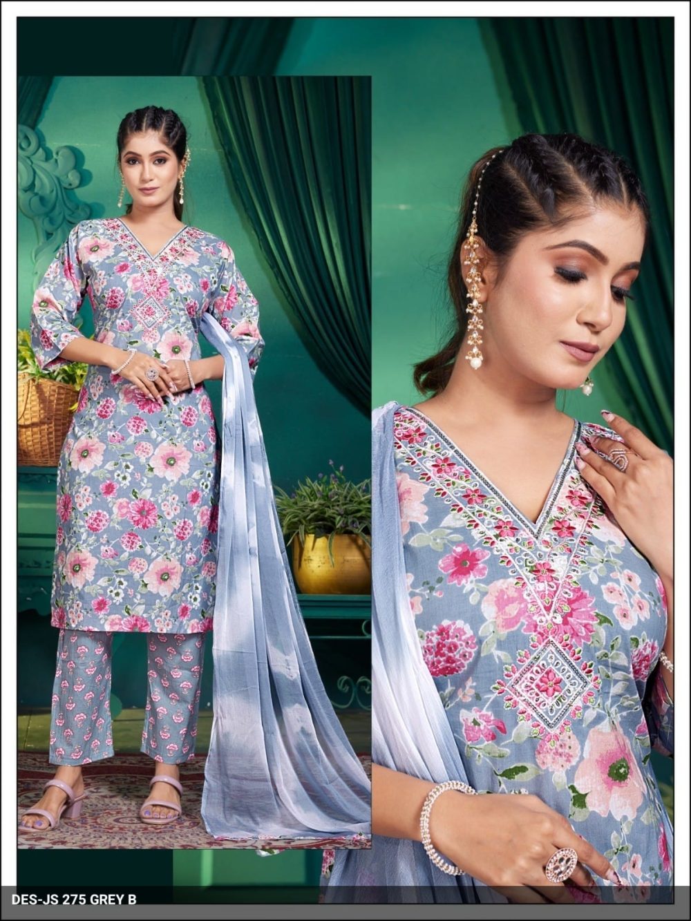 Grey Pure Cotton Kurta Set