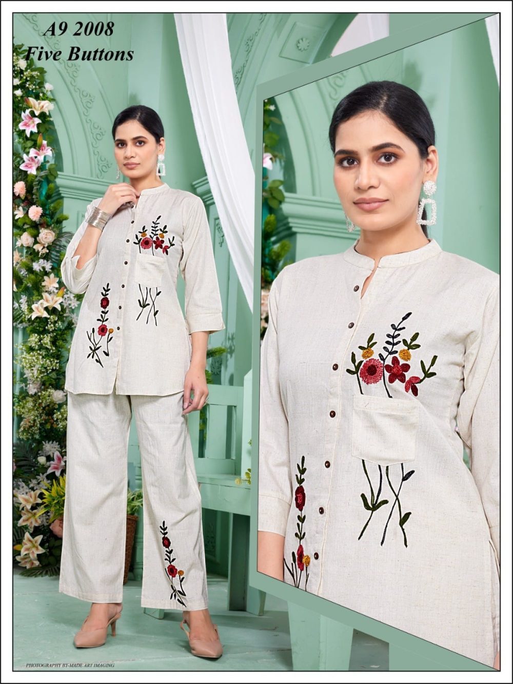 Off White Cotton Flex Kurta Set