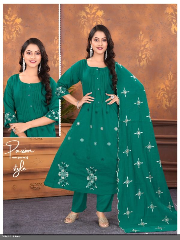 Rama Mul Chanderi Kurta Set