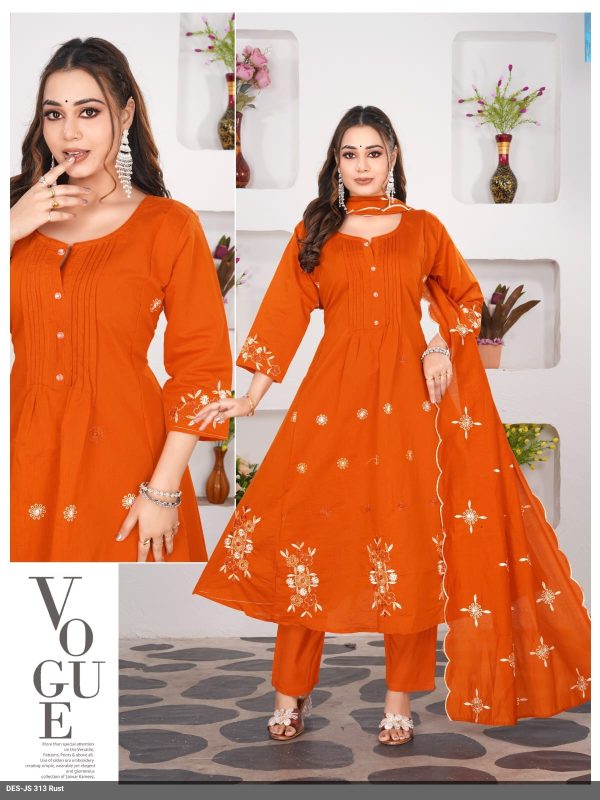 Rust Mul Chanderi Kurta Set