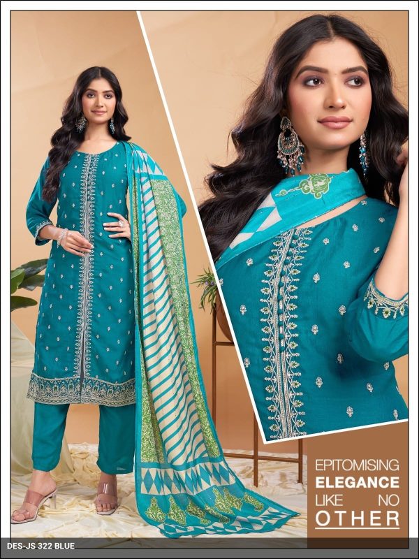Blue Vichitra Kurta Set