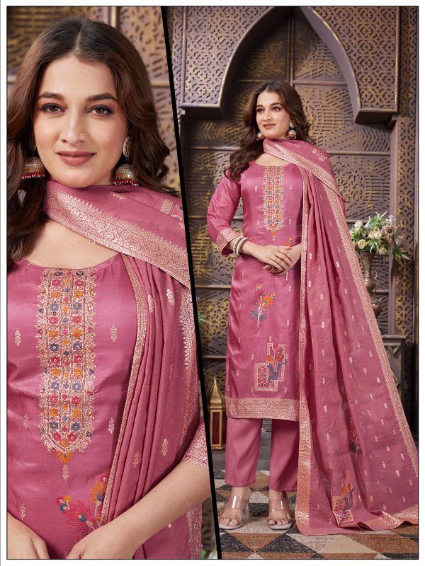 Pink Embroidered Shimmer Kurta Set