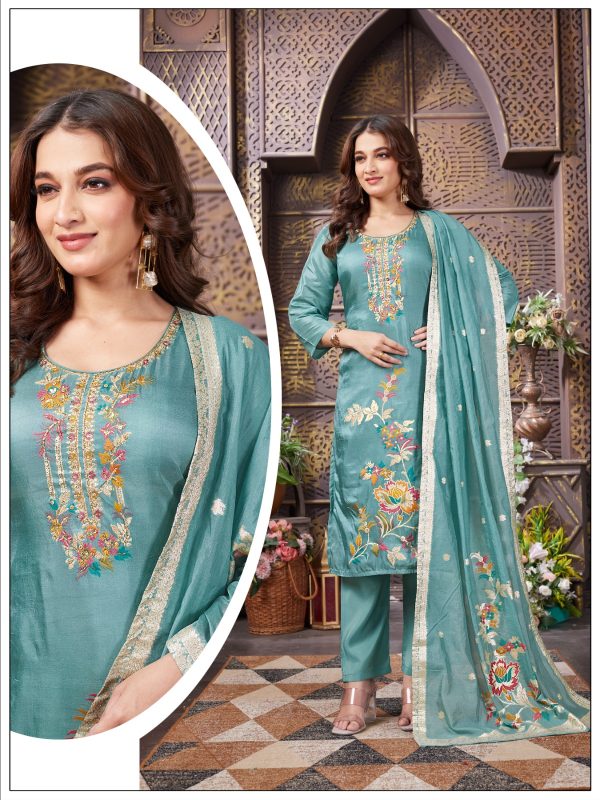 Rama Embroidered Shimmer Kurta Set