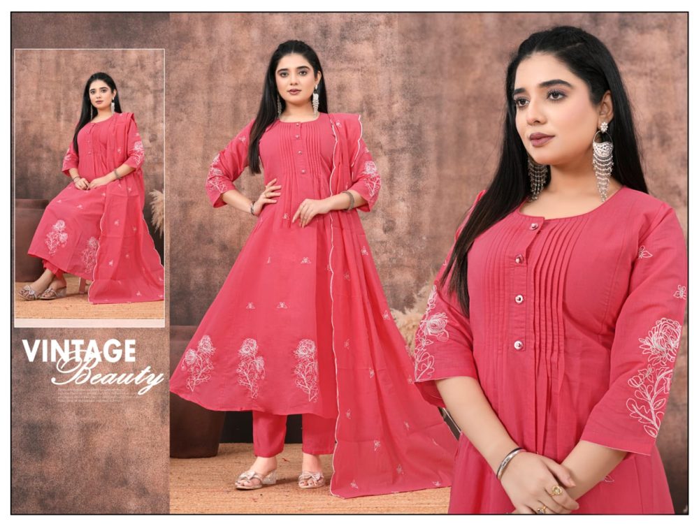 Gajar Embroidered Mul Cotton Kurta Set