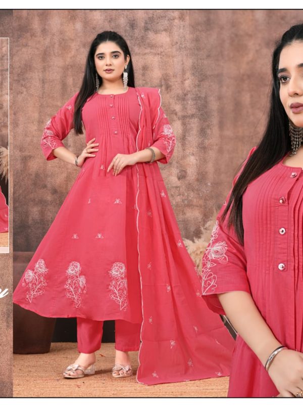 Gajar Embroidered Mul Cotton Kurta Set