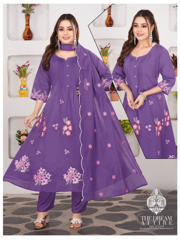 Purple Mul Chanderi Kurta Set