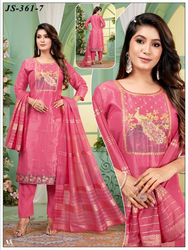 Dark Pink Embroidered Shimmer Buti Kurta Set