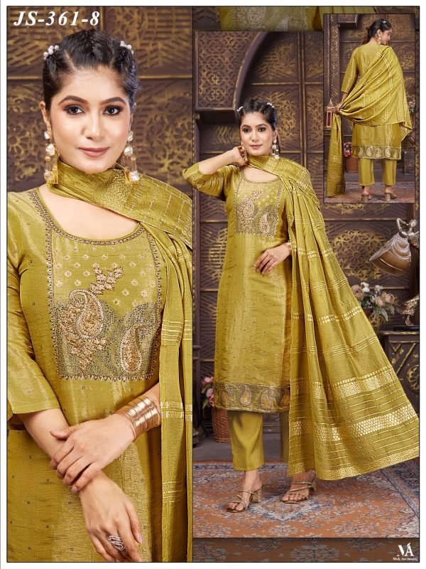 Mustard Yellow Embroidered Shimmer Buti Kurta Set
