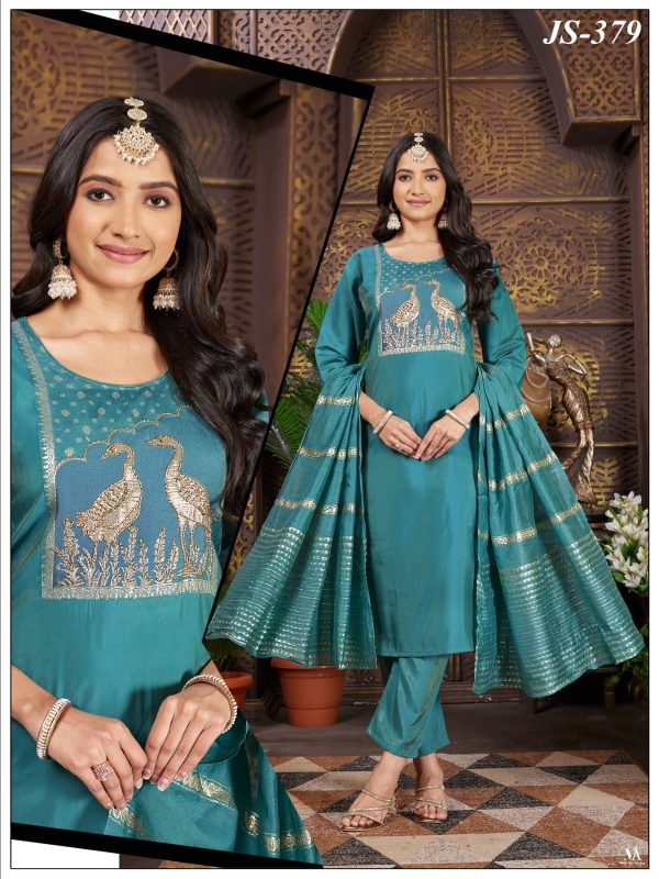 Rama Embroidered Shimmer Kurta Set