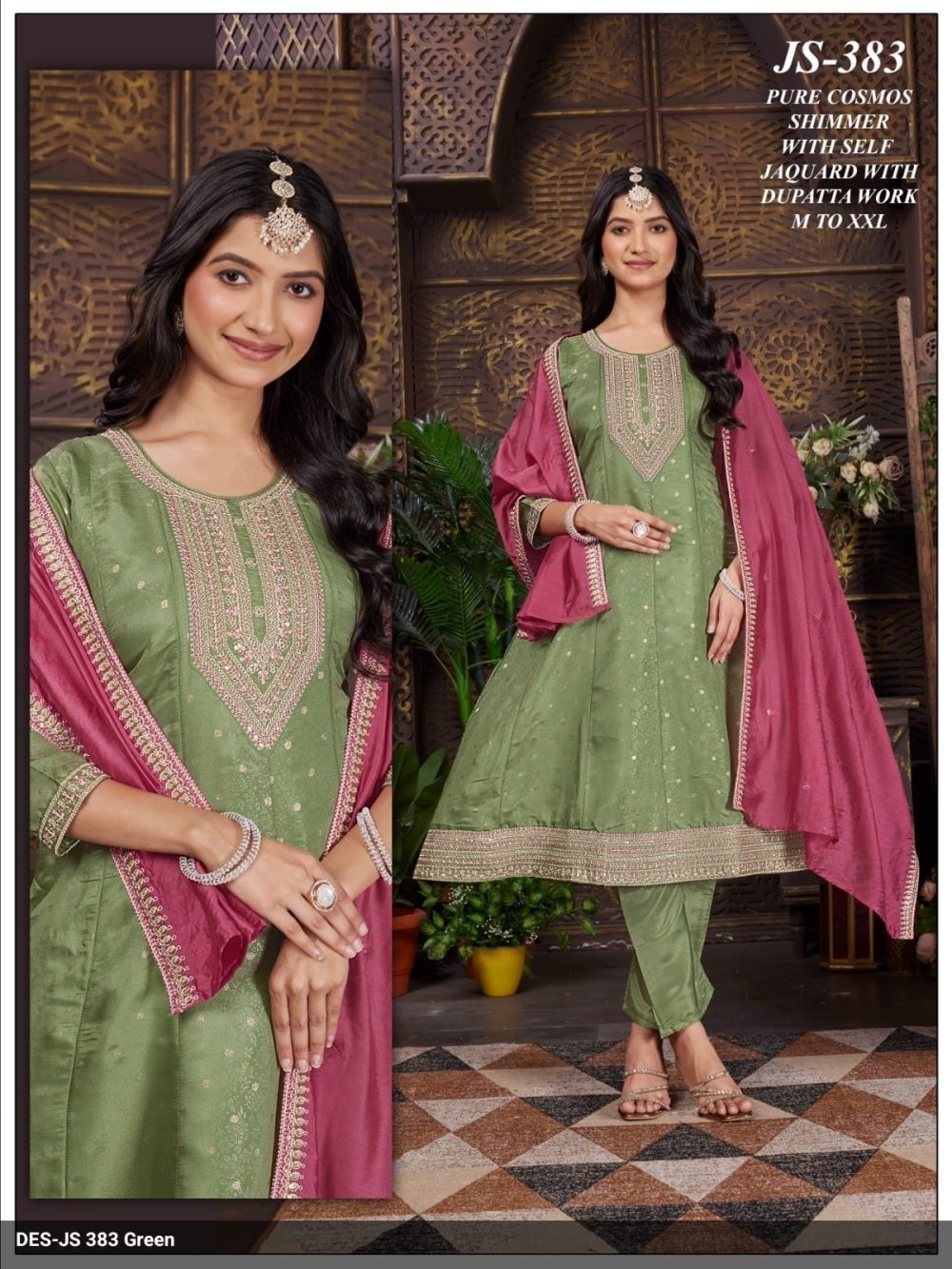 Green Shimmer Kurta Set