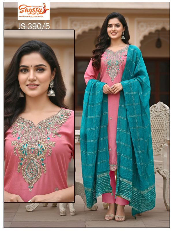 Pink Embroidered Shimmer Kurta Set