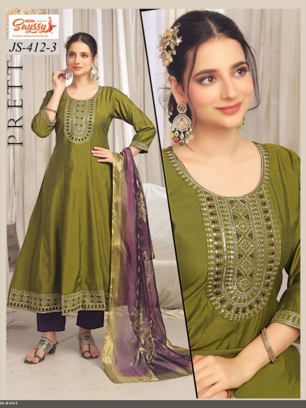 Mehndi Green Roman Kurta Set