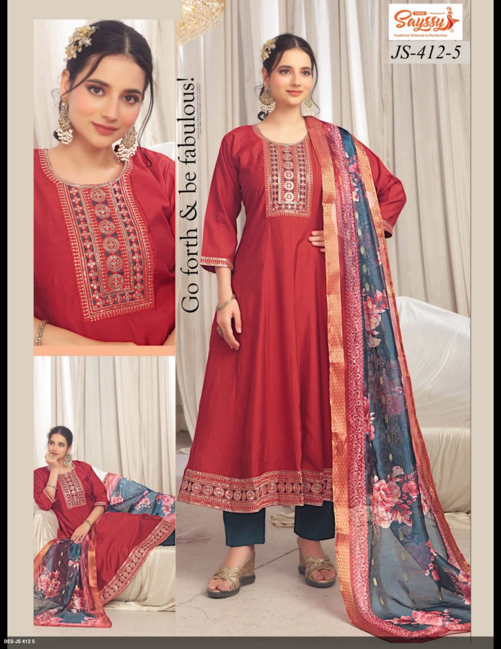 Cherry Red Roman Kurta Set