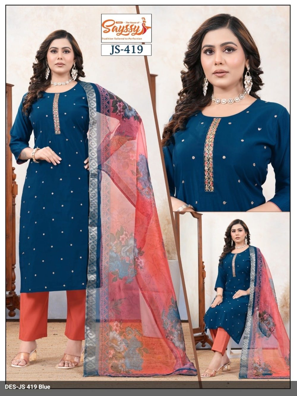 Blue Roman Kurta Set