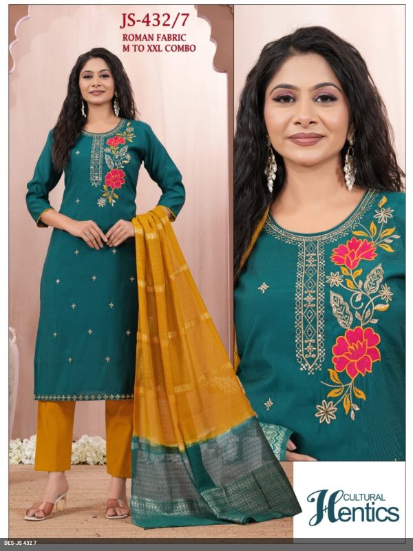 Teal Green Chanderi Buti Kurta Set