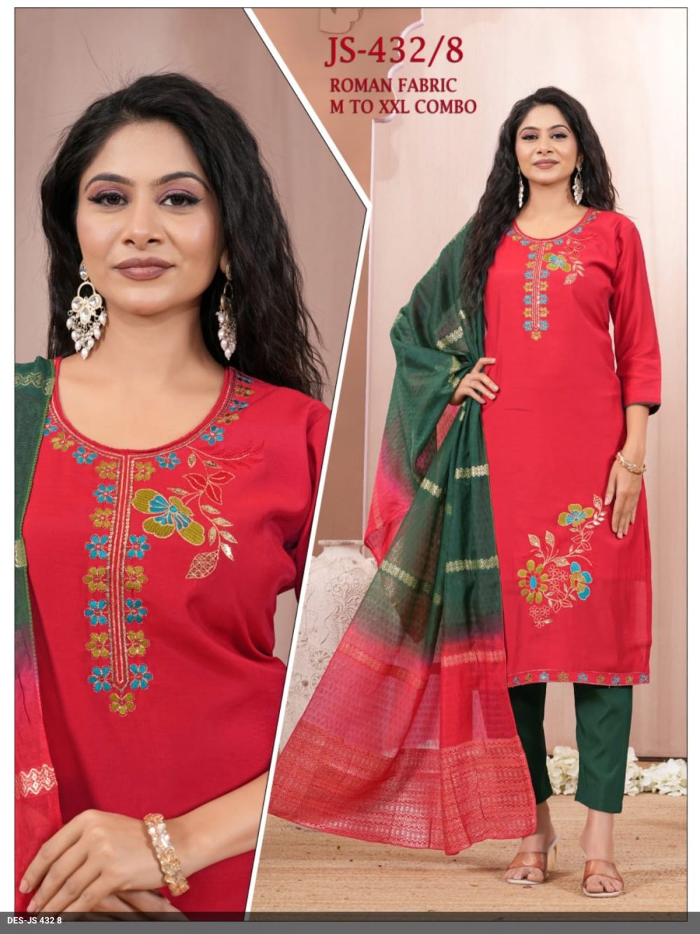 Cherry Red Roman Kurta Set