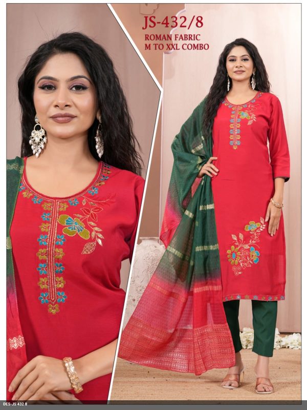 Cherry Red Roman Kurta Set