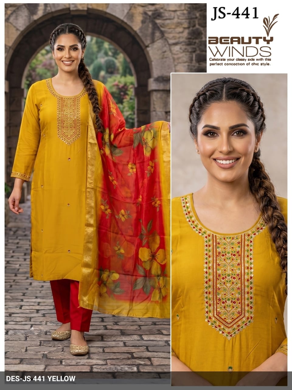 Yellow Roman Kurta Set