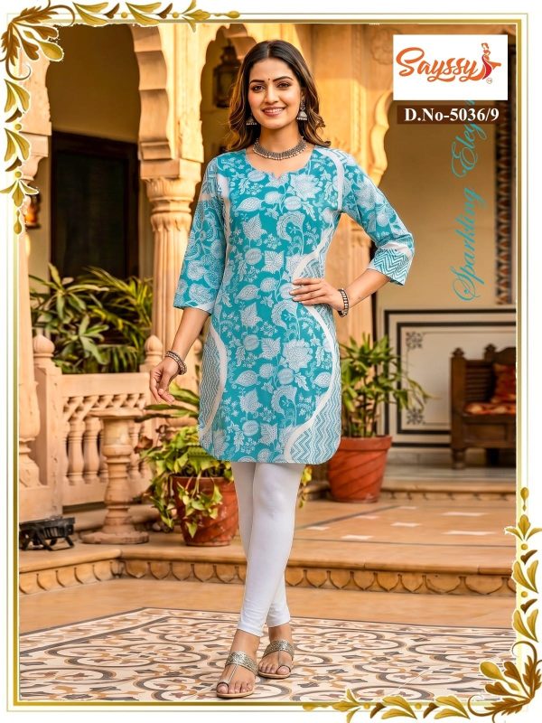 Sky Blue Cotton Kurti