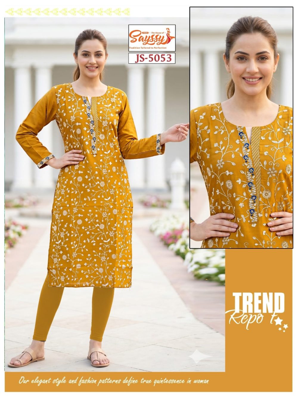 Mustard Yellow Roman Kurti