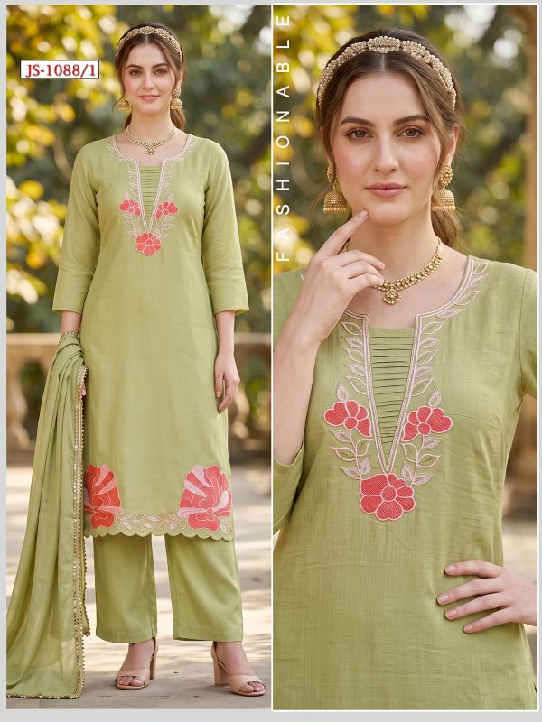 Pista Green Mul Cotton Kurta Set