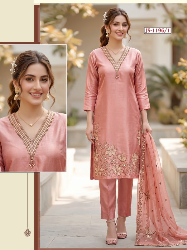 Rose Pink Glass Roman Kurta Set