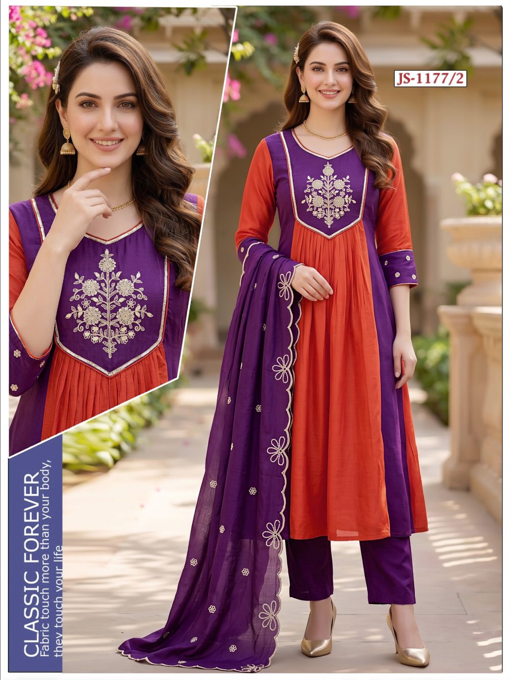 Purple Mul Cotton Kurta Set